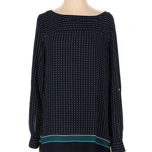 DONATING SOON Ann Taylor Loft Black White Blue Tunic Size XS